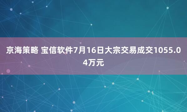 京海策略 宝信软件7月16日大宗交易成交1055.04万元